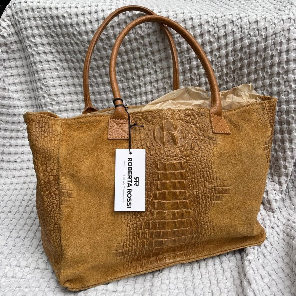 Roberta Rossi Croc Embossed Shoulder Tote Bag - nwt